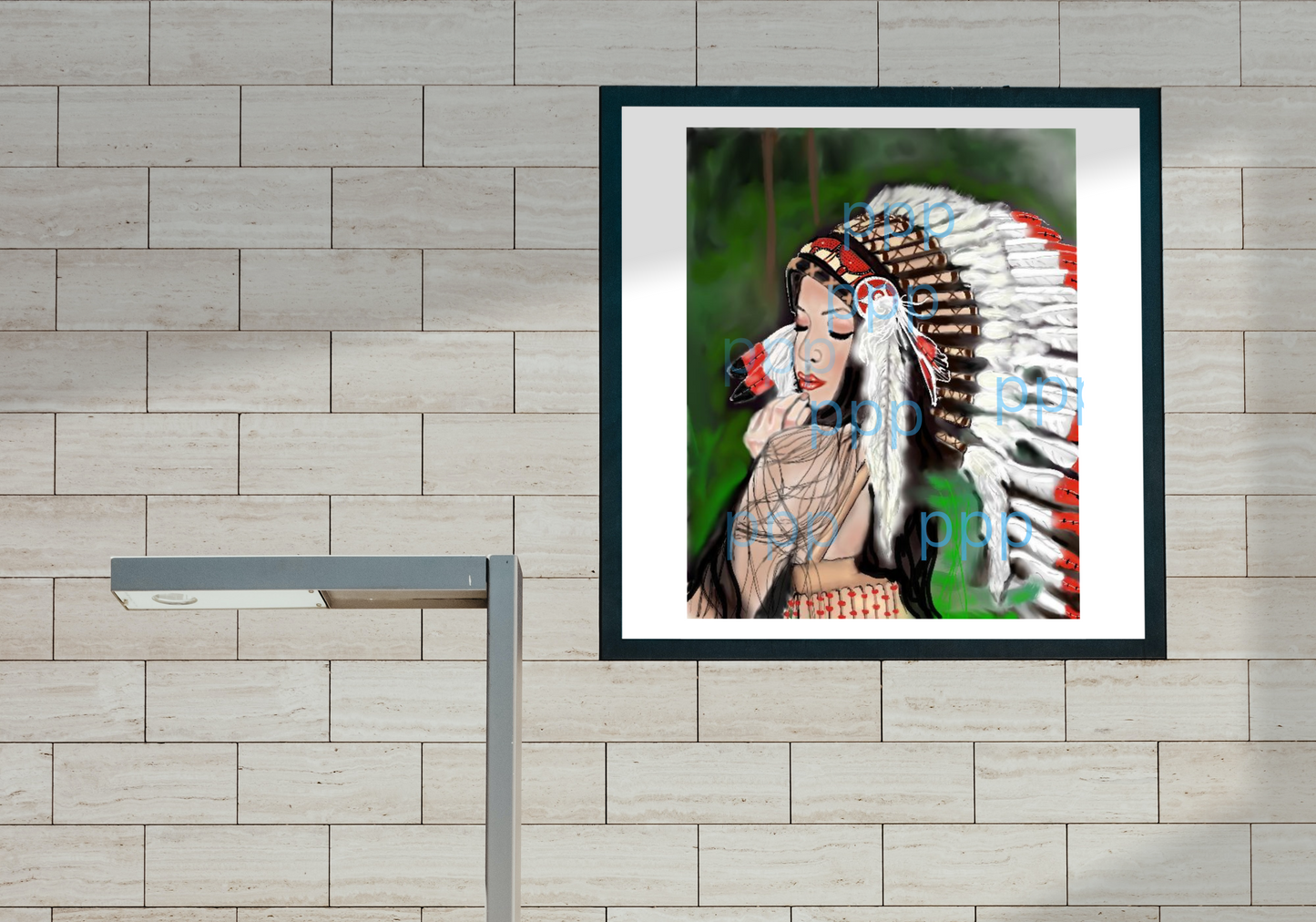 Native American woman Digital Paint Portrait Print